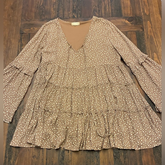Altar'd State Dresses & Skirts - Altar'd State Dress Polka Dot Peasant Tiered Large Bell Sleeves L Cottage Boho